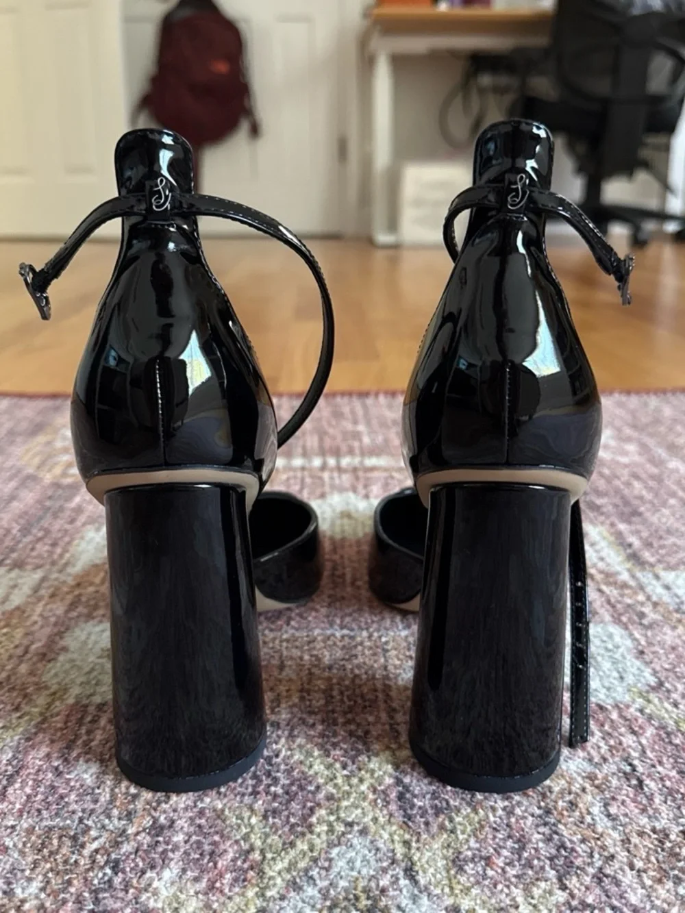 Sam Edelman Black Square-Toe Ankle-Strap Heels - Picture 4 of 4